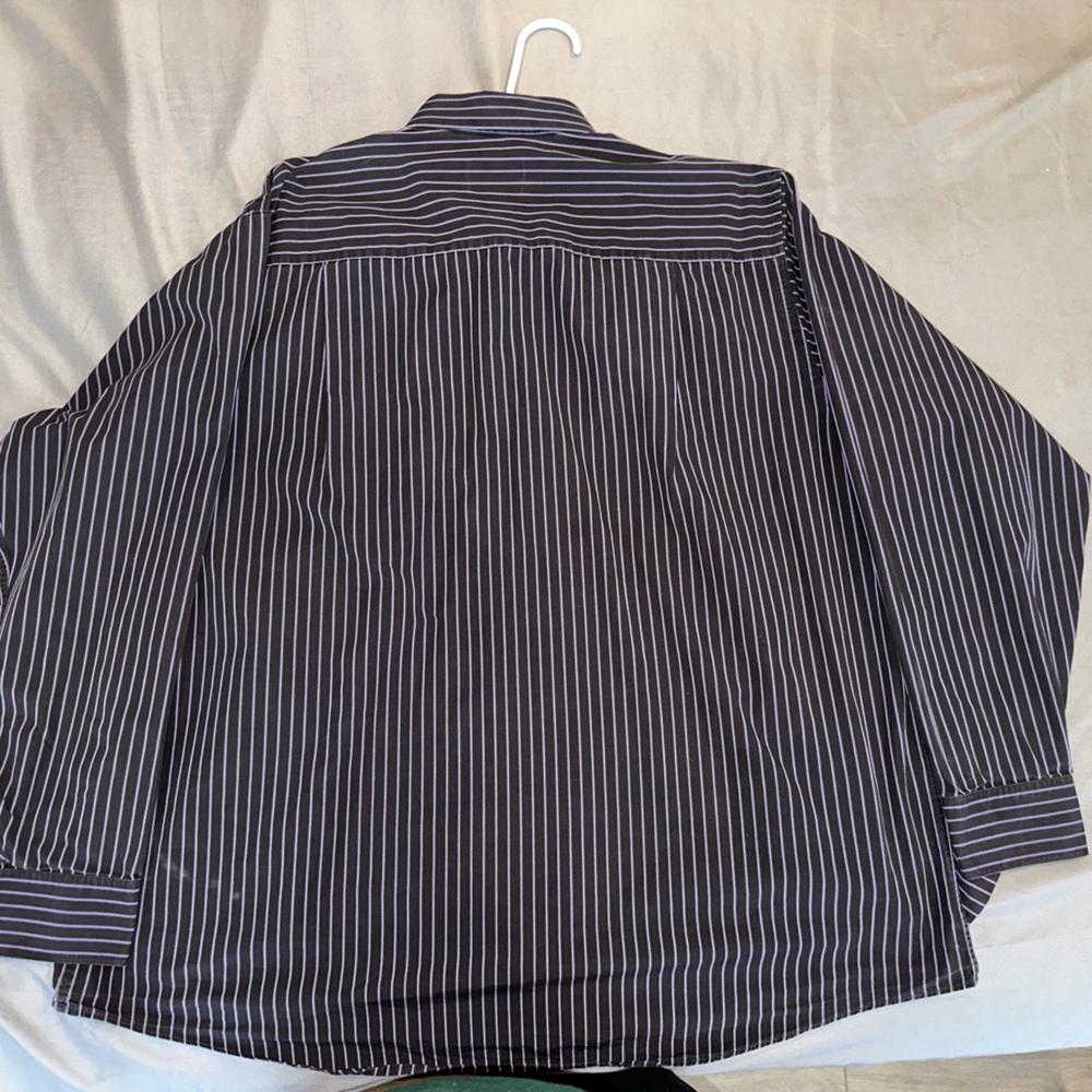 Calvin Klein Men's Black‎ Striped Shirt 17.5- 34/35 - Picture 2 of 5